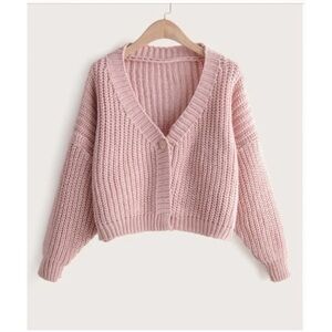 Lulus blush pink ribbed knit cropped cardigan O/S